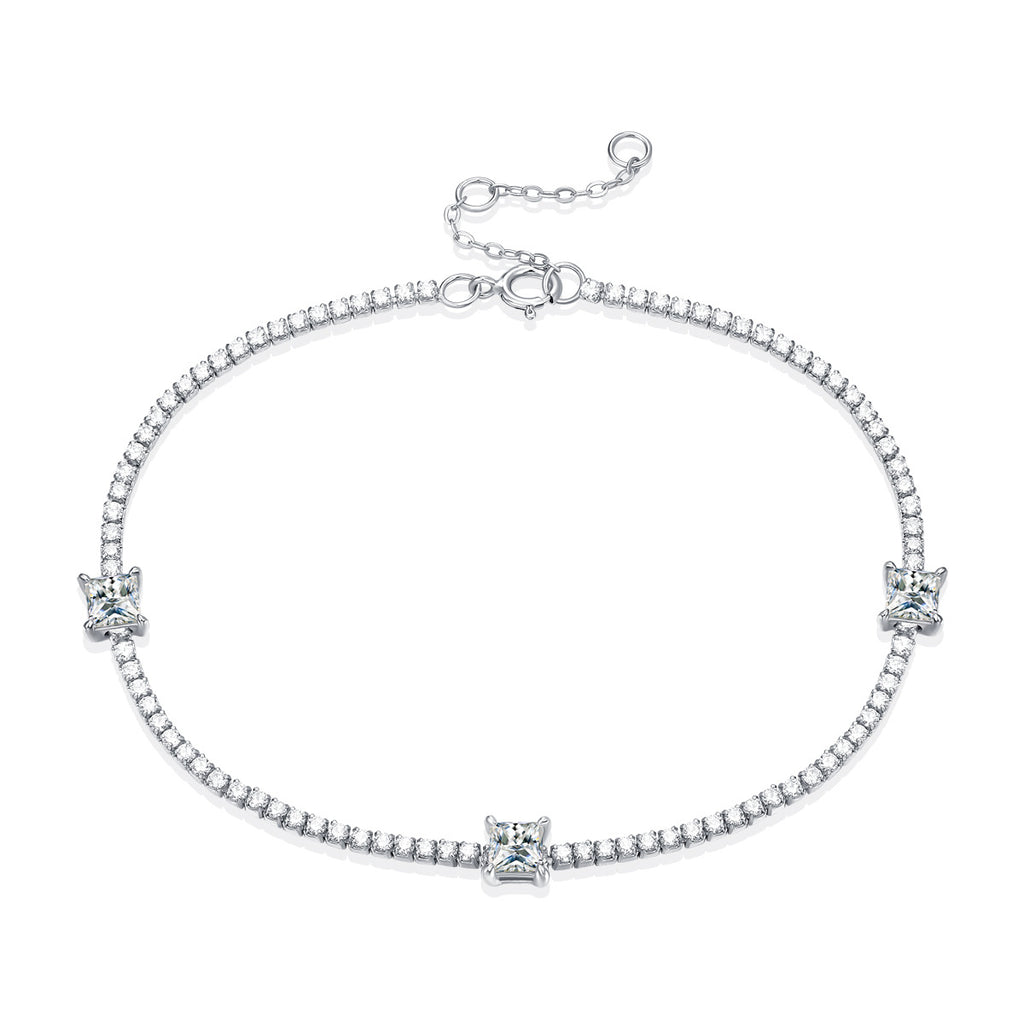 S925 Silver Square Moissanite Bracelet