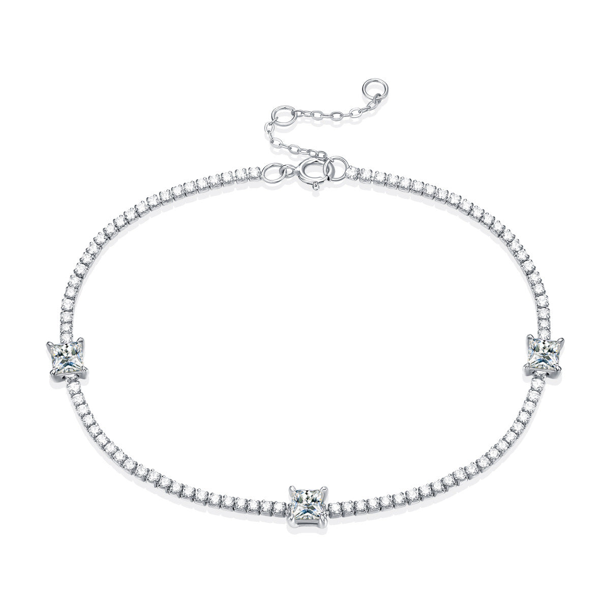 S925 Silver Square Moissanite Bracelet