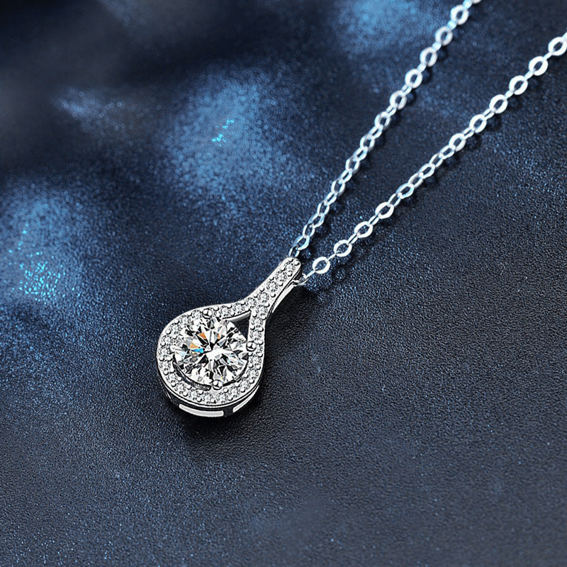 S925 Sterling Silver Moissanite Water Drop Pendant Necklace