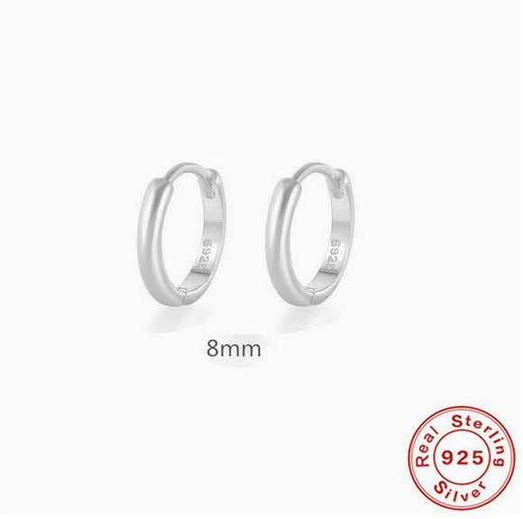 S925 Sterling Silver Geometric Hoop Earrings
