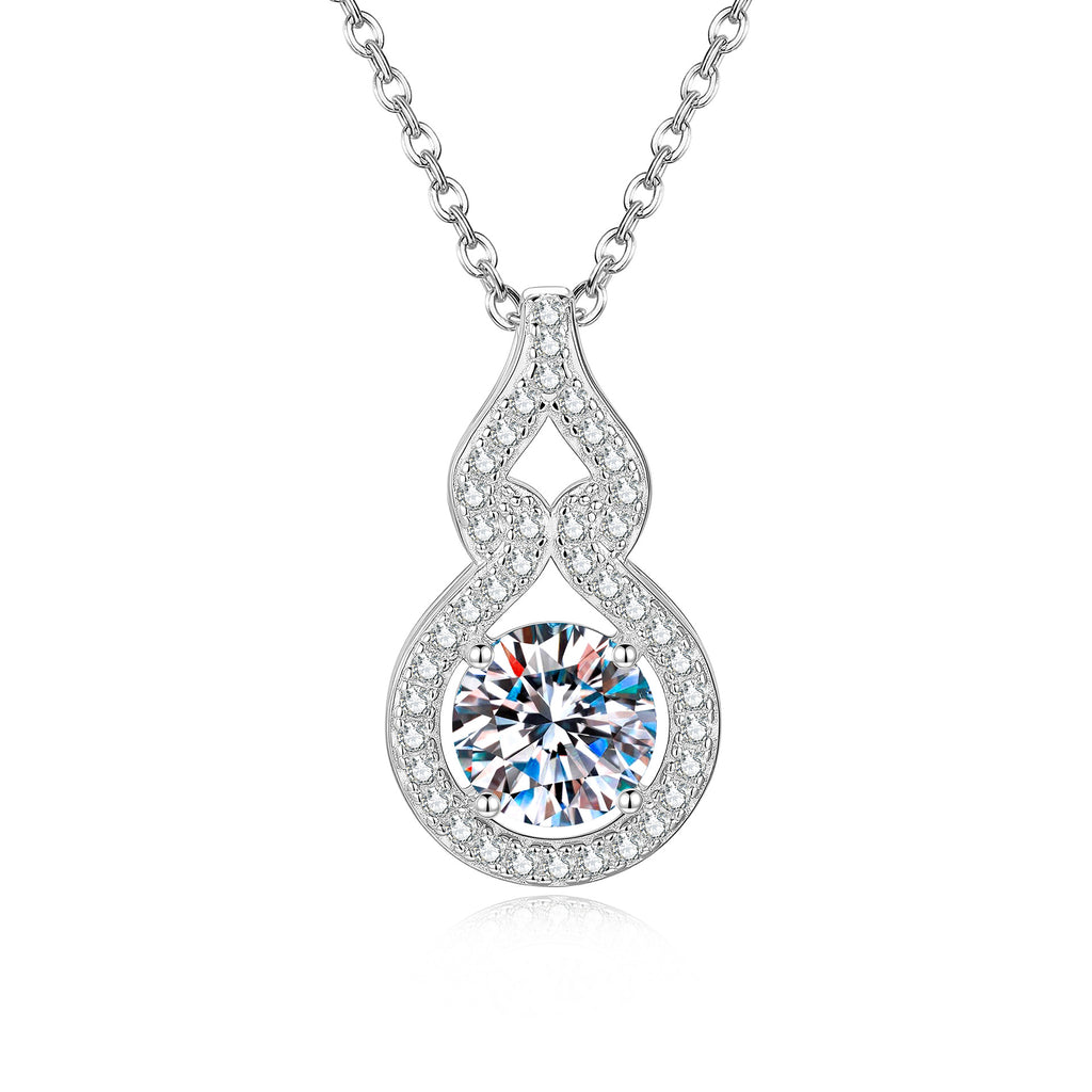 S925 Silver Four-Prong Moissanite Gourd Pendant Necklace