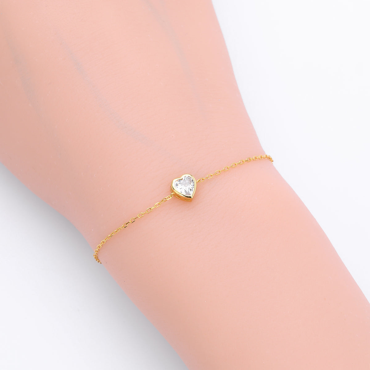 S925 Sterling Silver Zircon Heart Bracelet