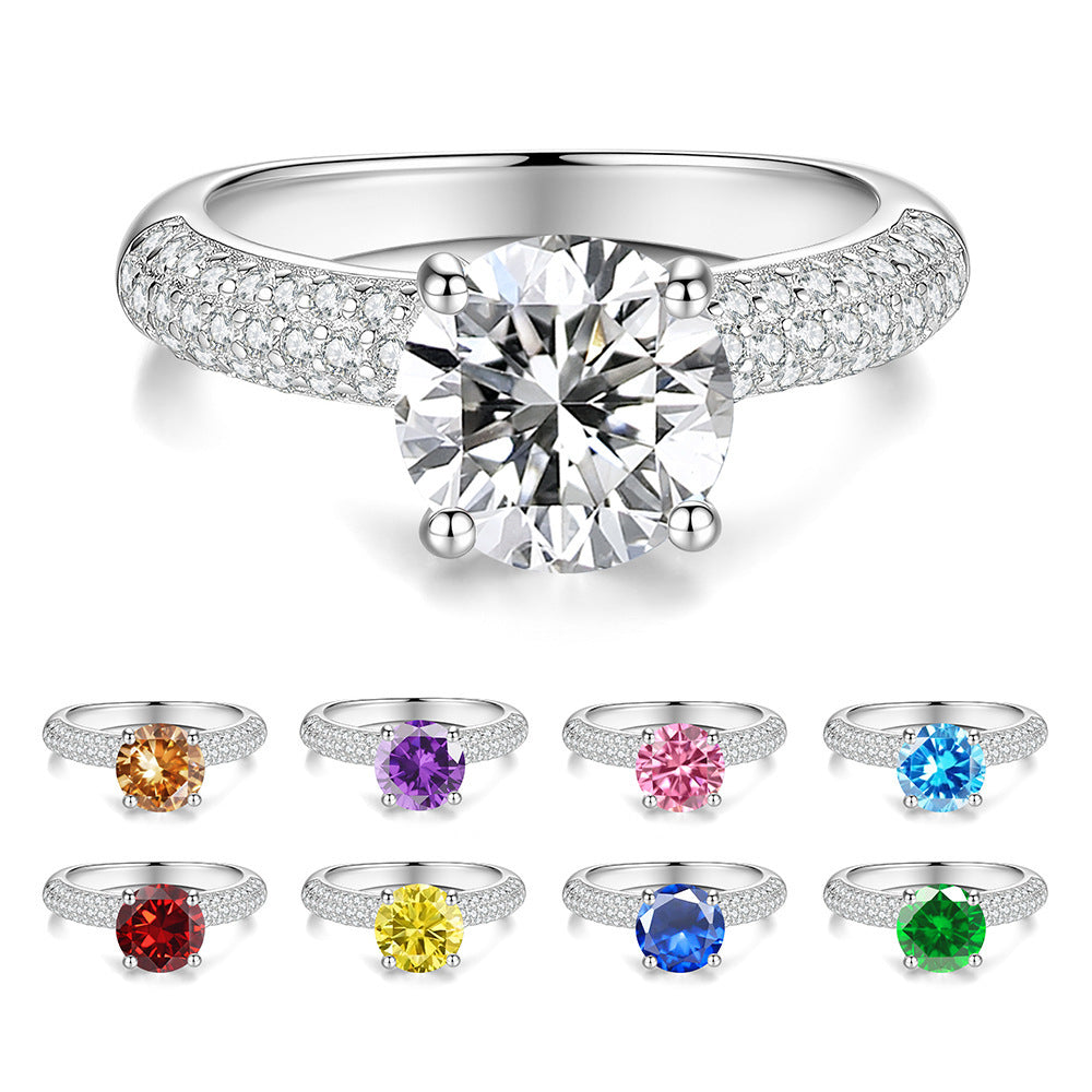 S925 Silver "Half-and-Half" Colored Moissanite Ring