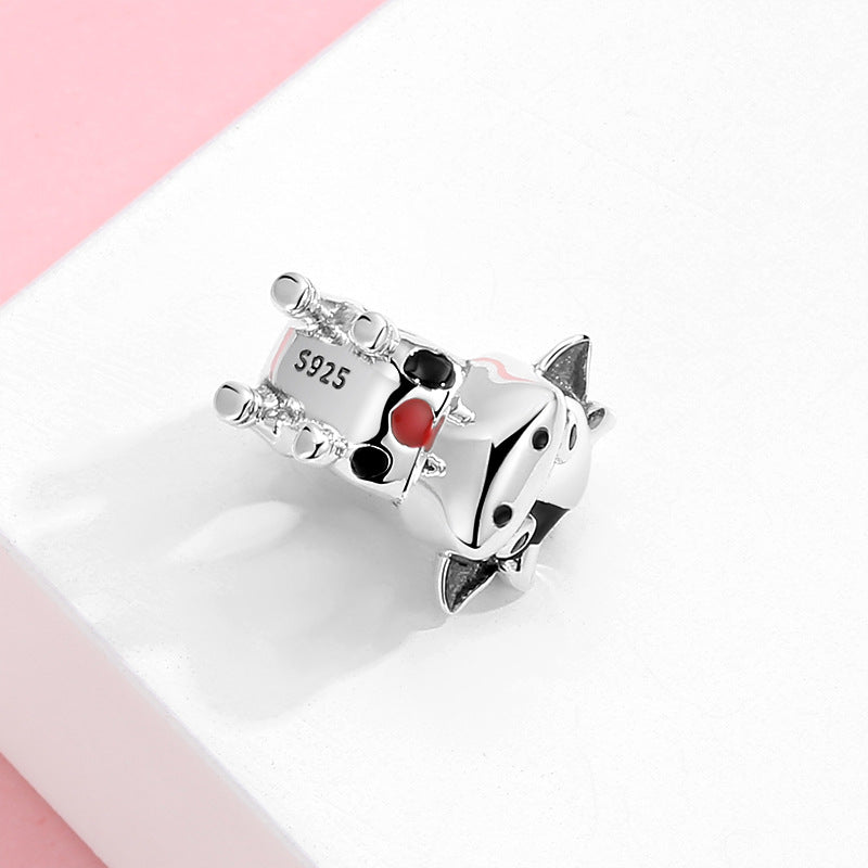 S925 Sterling Silver Cute Cow Bead Pendant