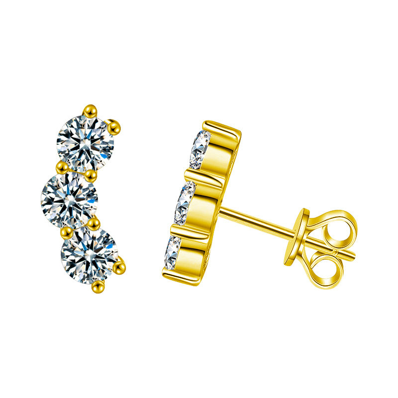 Stylish and elegant 925 sterling silver smiling moissanite stud earrings