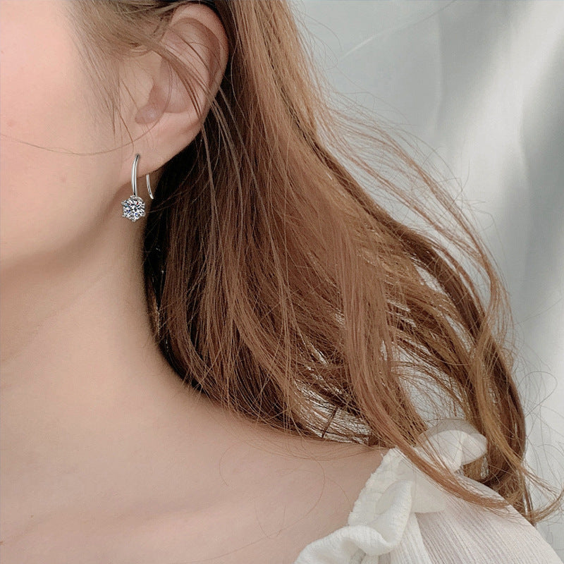 Moissanite Classic Six-Prong Earrings in 925 Sterling Silver
