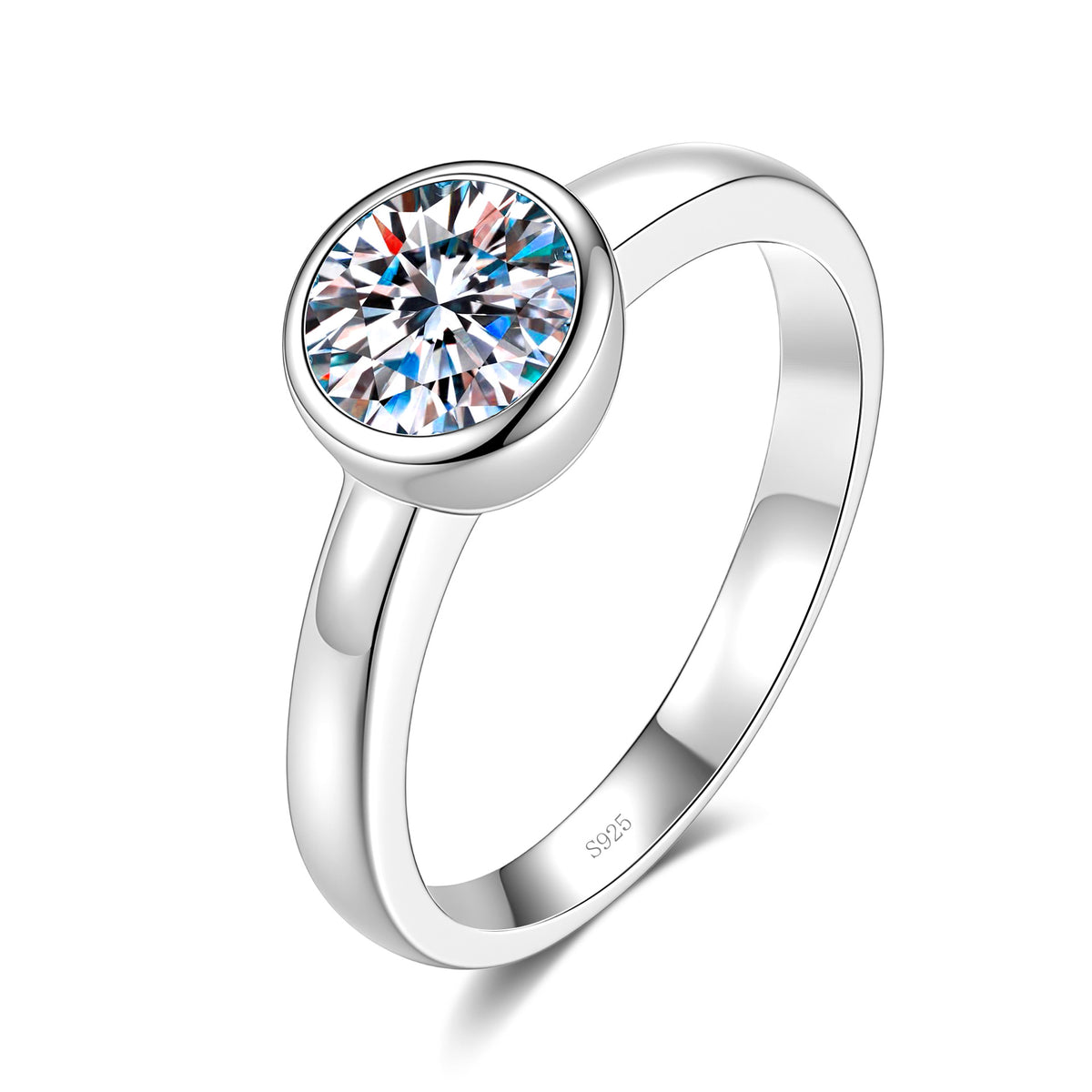 S925 Silver Round Bubble Moissanite Ring