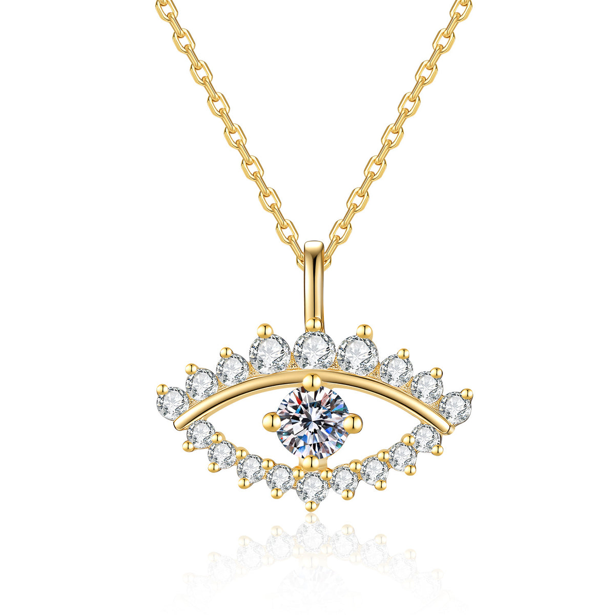 S925 Sterling Silver Evil Eye Moissanite Pendant Necklace