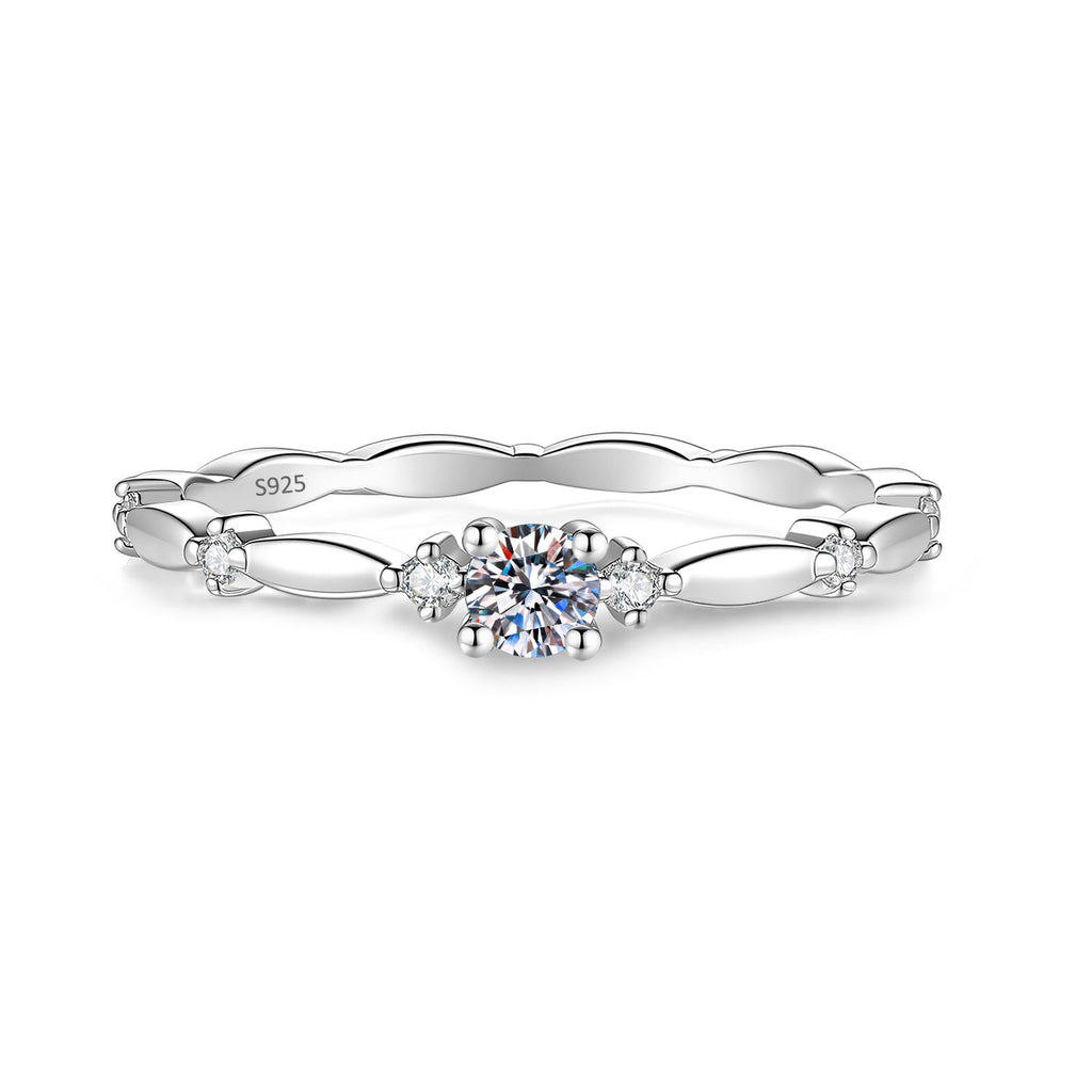 S925 Silver Angel Wing Moissanite Ring