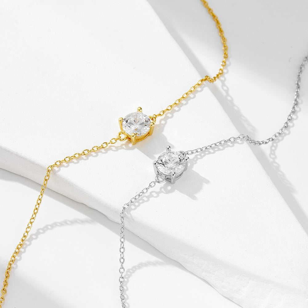 S925 Sterling Silver Daily Basic Single Diamond Bracelet