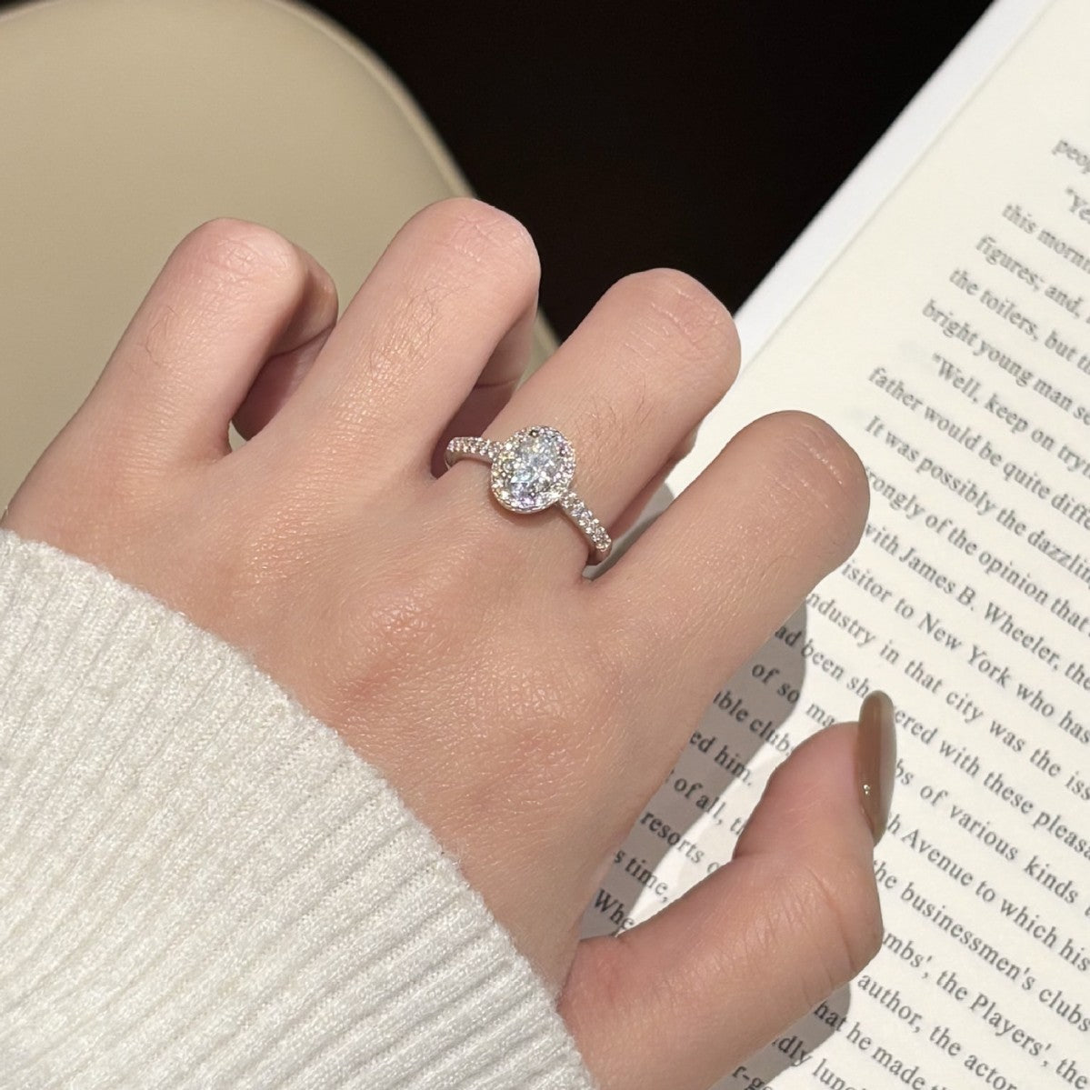 S925 Sterling Silver Moissanite Gemstone Ring