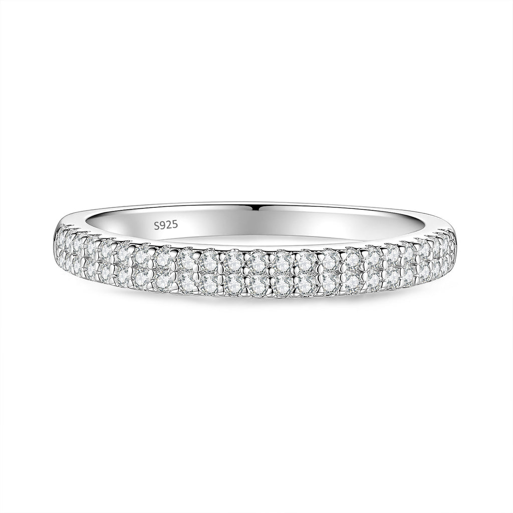 S925 Silver Half-Band Moissanite Ring