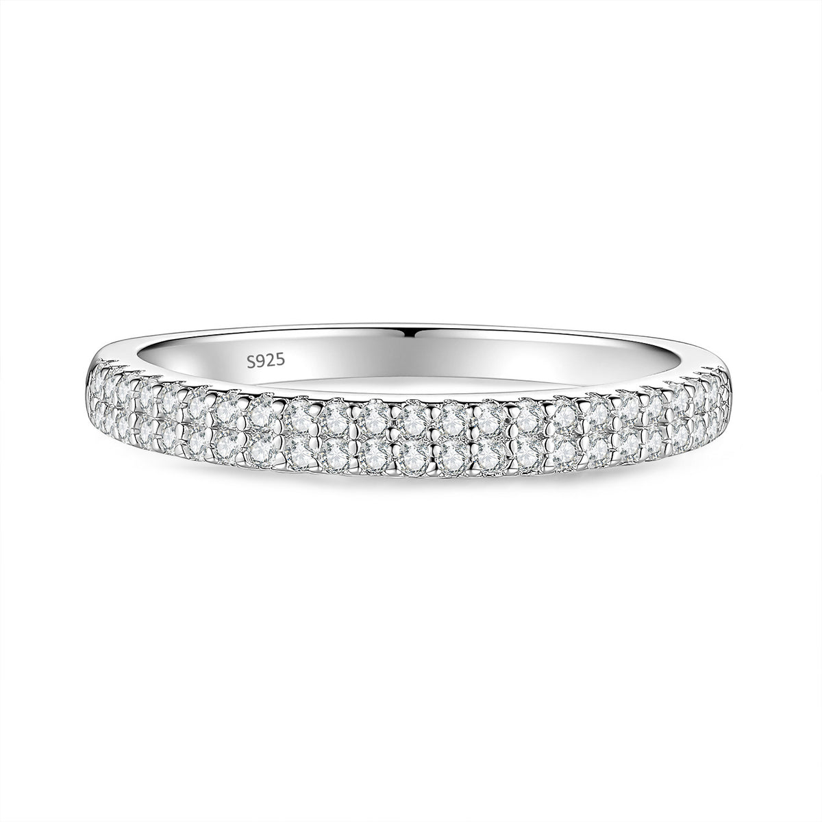 S925 Silver Half-Band Moissanite Ring