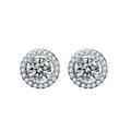 Minimalist Round 925 Sterling Silver Moissanite Stud Earrings