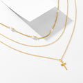 S925 Sterling Silver Vintage Pearl Cross Pendant Necklace