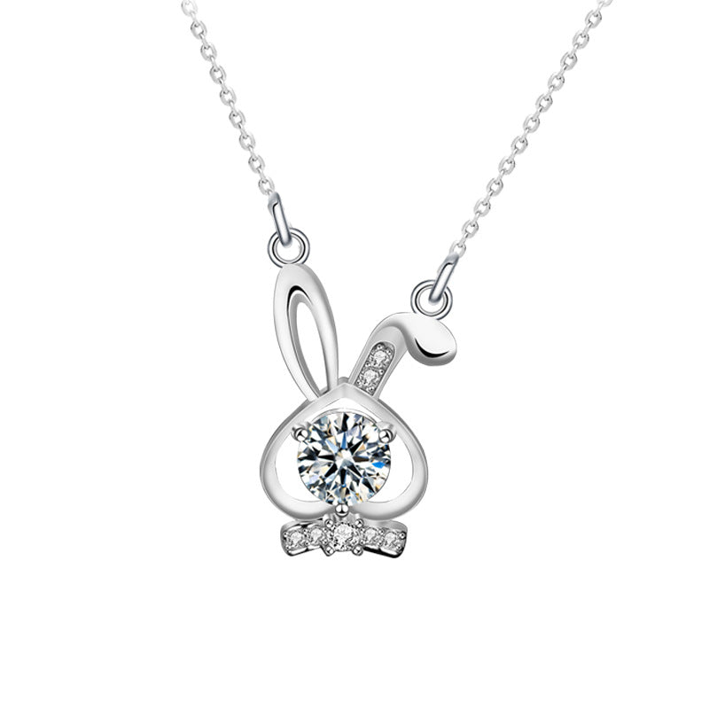 S925 Sterling Silver Moissanite Rabbit Necklace