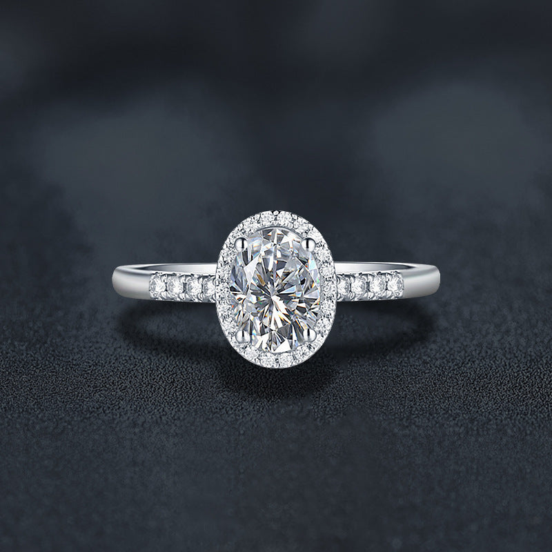 S925 Sterling Silver Oval Moissanite Ring