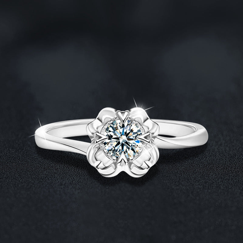 925 Sterling Silver Unique Snowflake Moissanite Ring