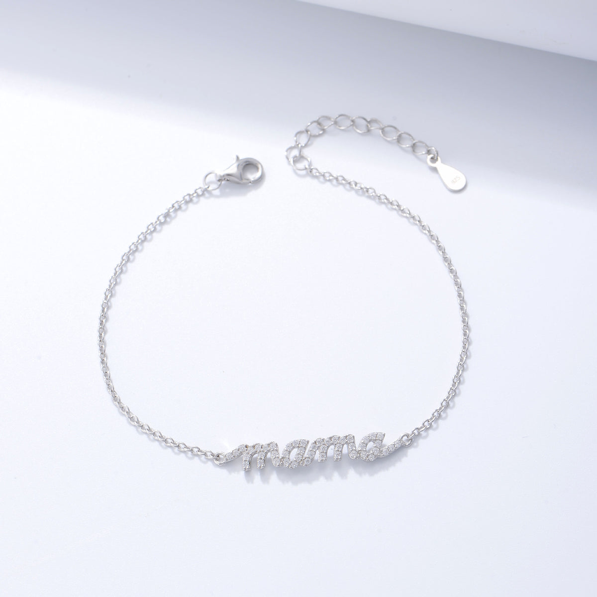 S925 Sterling Silver Zircon Letter Mama Bracelet