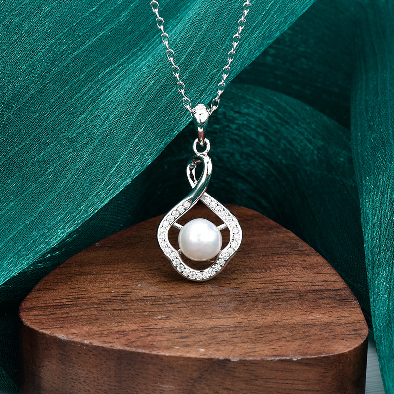 S925 Sterling Silver Moissanite Freshwater Pearl Necklace