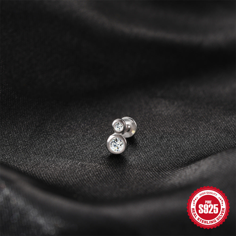 S925 Sterling Silver Moissanite Threaded Cartilage Stud