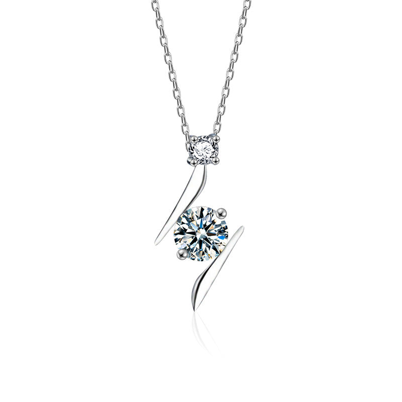S925 Sterling Silver Moissanite Lightning Pendant Necklace