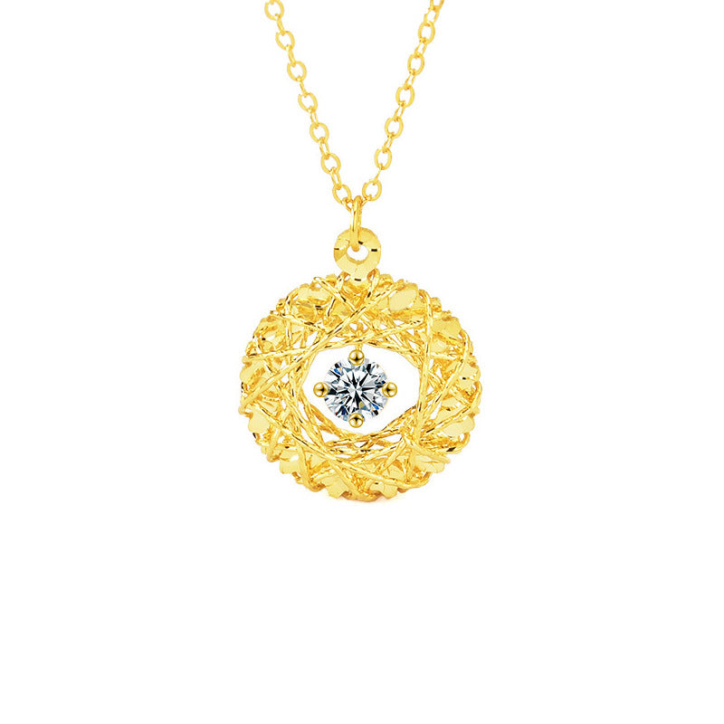 S925 Sterling Silver Woven Dream Net Garland Moissanite  Pendant Necklace