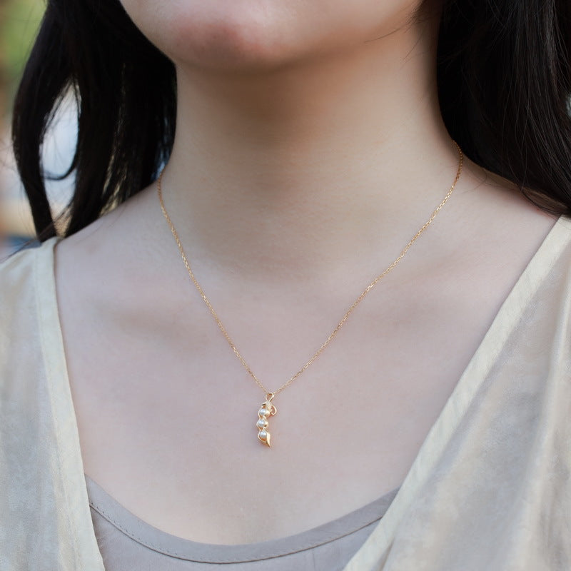 S925 Sterling Silver Pearl Pod Pendant Necklace