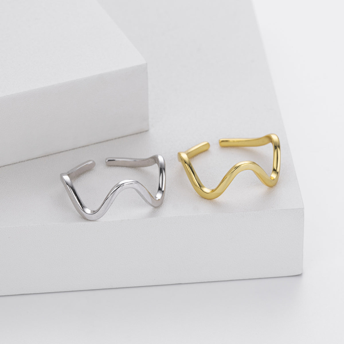 S925 Sterling Silver Ring, Stylish and Simple Wavy Lines