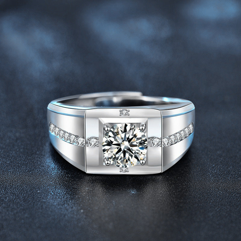 S925 Sterling Silver Cross Arrangement Moissanite Ring