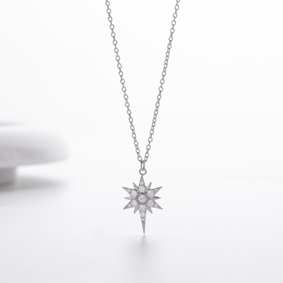 S925 Sterling Silver Zircon Star Necklace