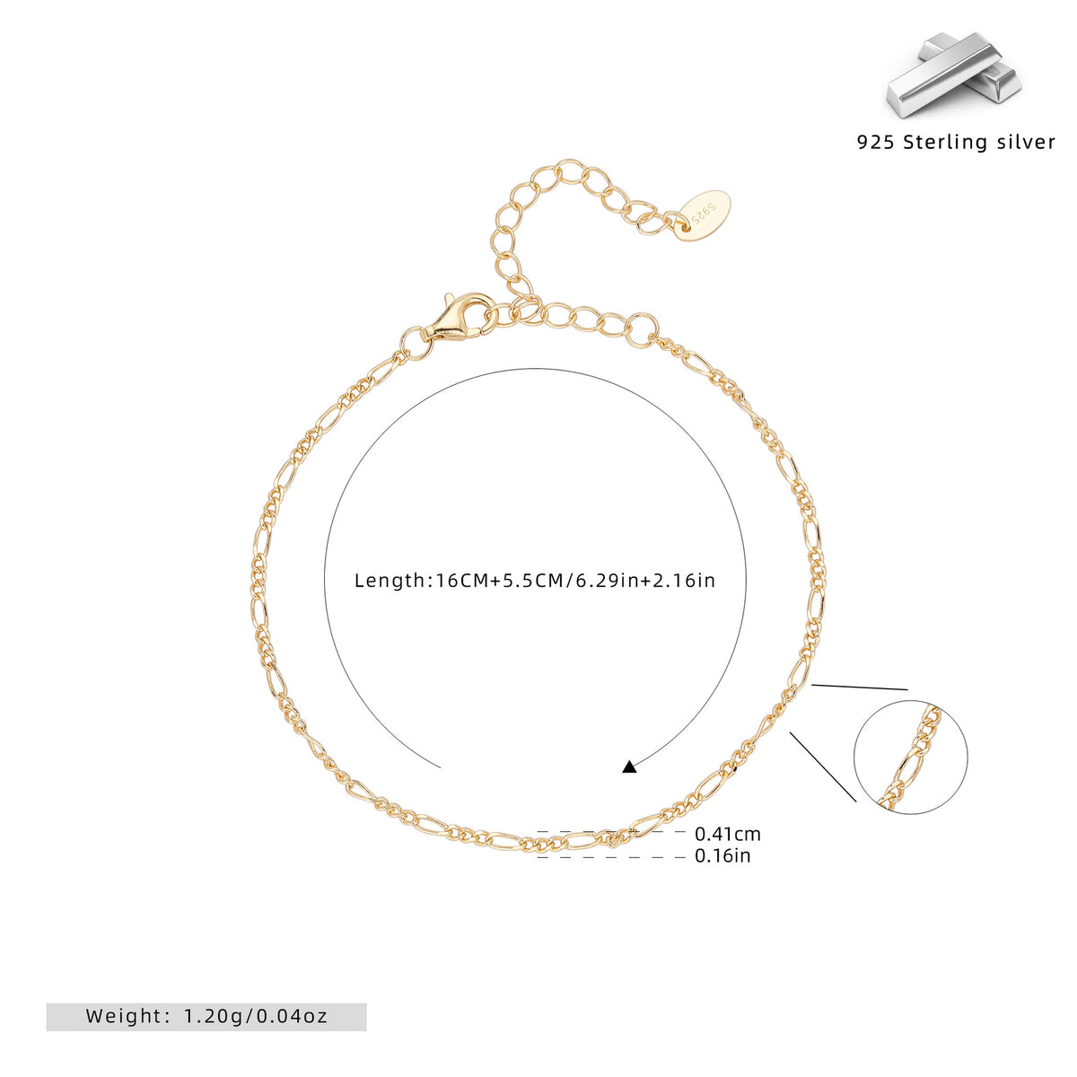 S925 Sterling Silver Diamond-Cut Bracelet