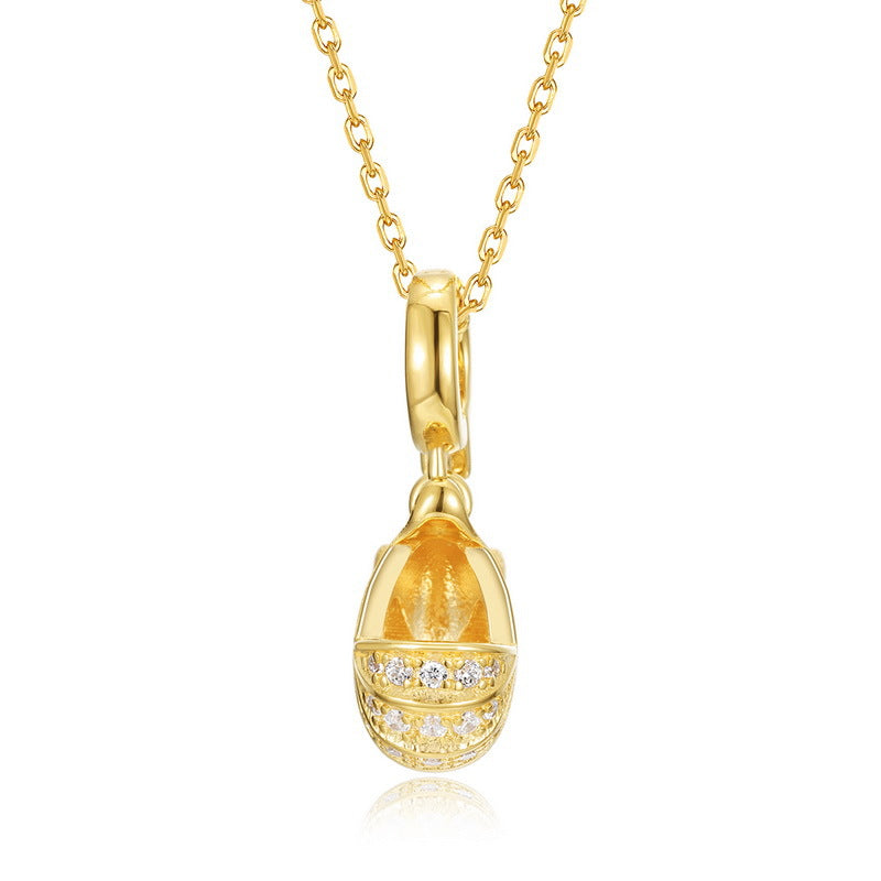 S925 Sterling Silver Gold-Plated Stroller Pendant Zircon Necklace