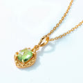 S925 Sterling Silver Gold-Plated Natural Olivine Pendant Necklace