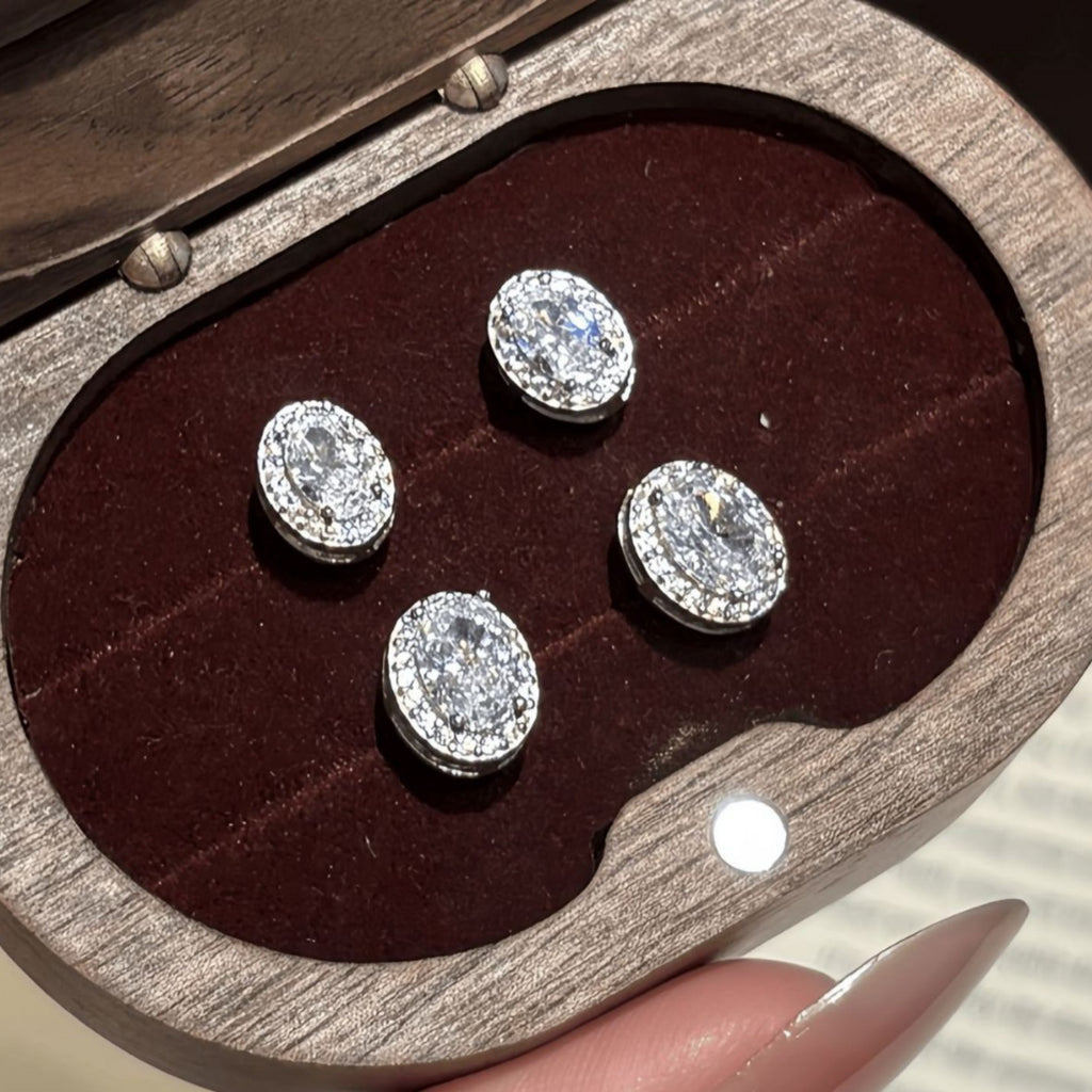 S925 Sterling Silver Oval Moissanite Stud Earrings