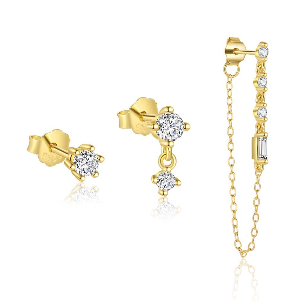 S925 Sterling Silver Zircon Stud Earrings