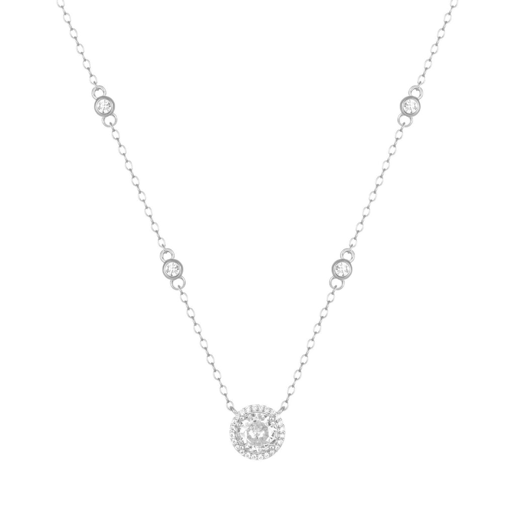 S925 Sterling Silver Necklace with Zircon Star Accents