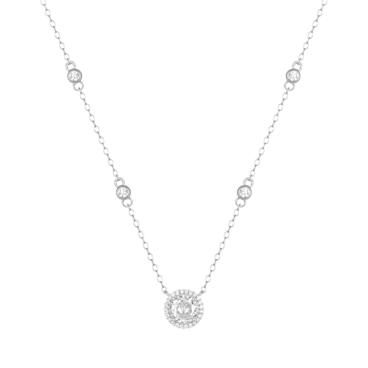 S925 Sterling Silver Necklace with Zircon Star Accents