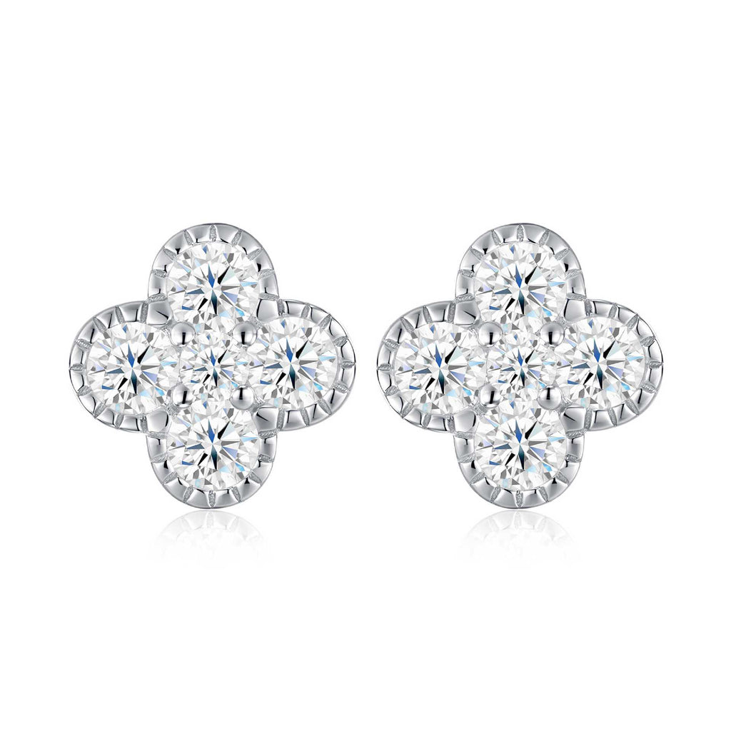 S925 Silver Sweet "Chanel-style" Floral Moissanite Stud Earrings