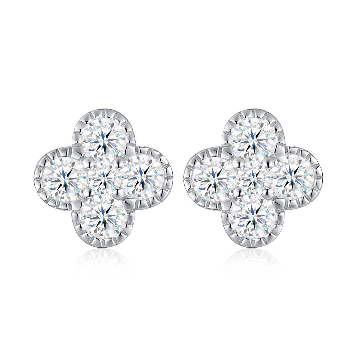 S925 Silver Sweet "Chanel-style" Floral Moissanite Stud Earrings
