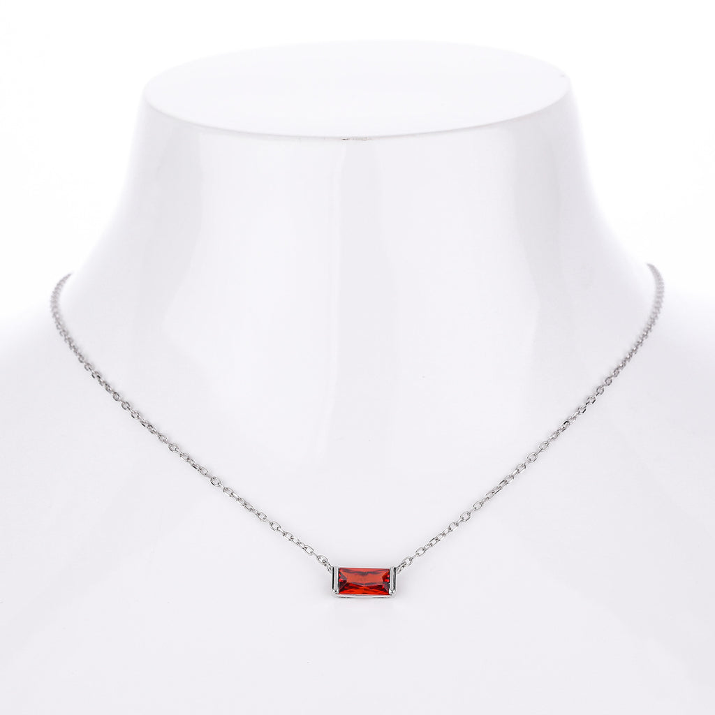 Rectangular colored zircon s925 sterling silver December birthstone collar necklace