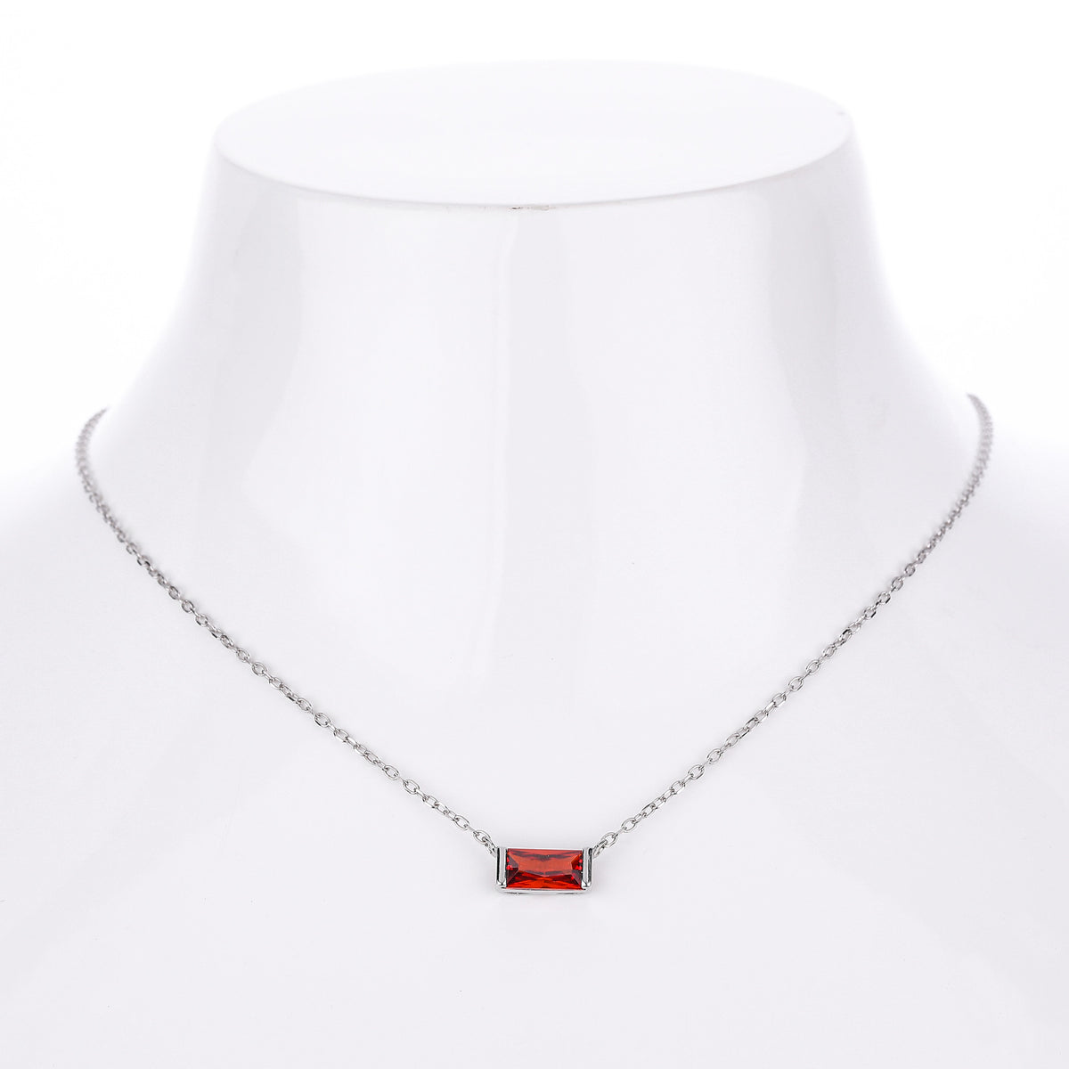 Rectangular colored zircon s925 sterling silver December birthstone collar necklace
