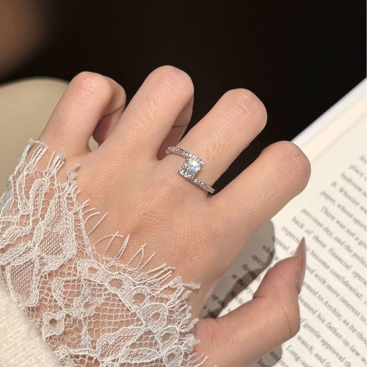 S925 Sterling Silver Four-Prong Ring with Colored Moissanite