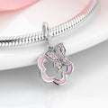 S925 Sterling Silver Zircon Pink Sakura Enamel Butterfly Pendant