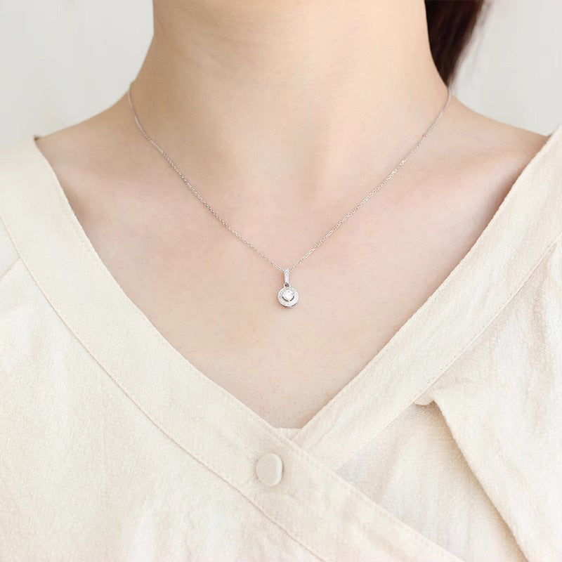 S925 Sterling Silver Moissanite T-Shaped round Bag Necklace