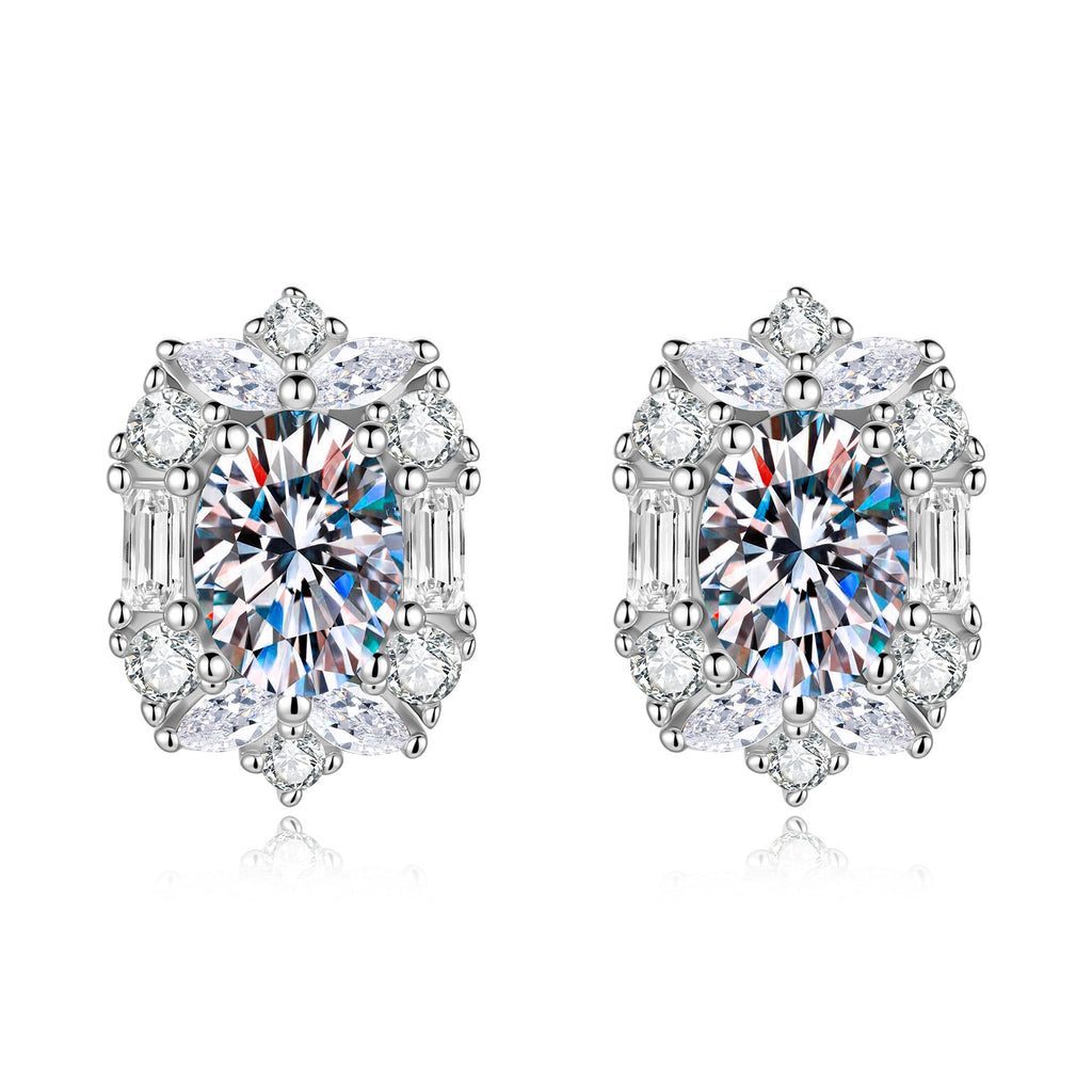 S925 Sterling Silver "Pigeon's Egg" Snowflake Moissanite Stud Earrings