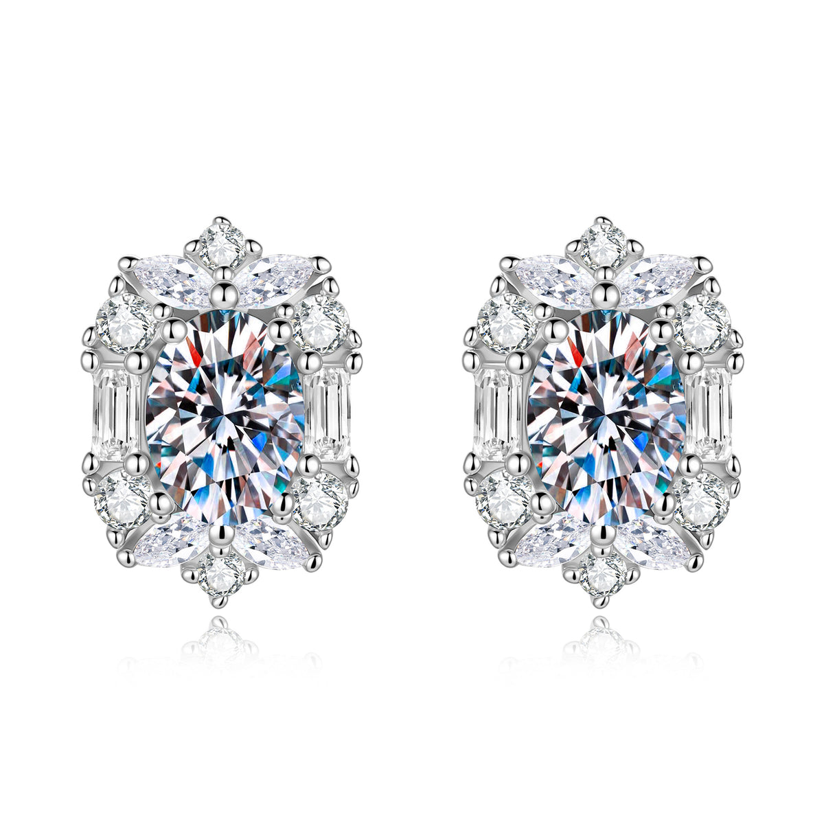 S925 Sterling Silver "Pigeon's Egg" Snowflake Moissanite Stud Earrings