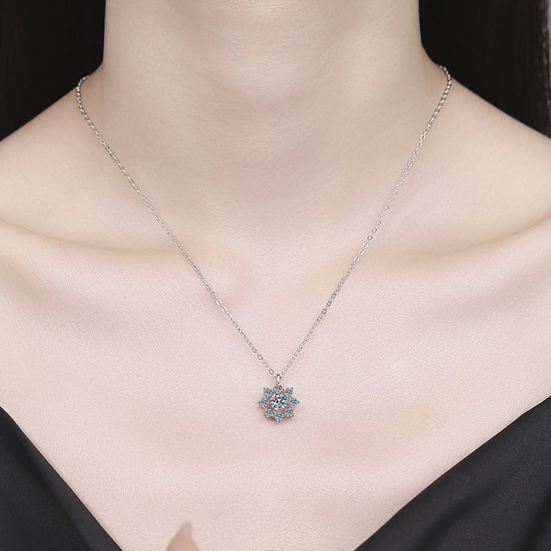 S925 Sterling Silver Moissanite SUNFLOWER Simple Pendant Necklace