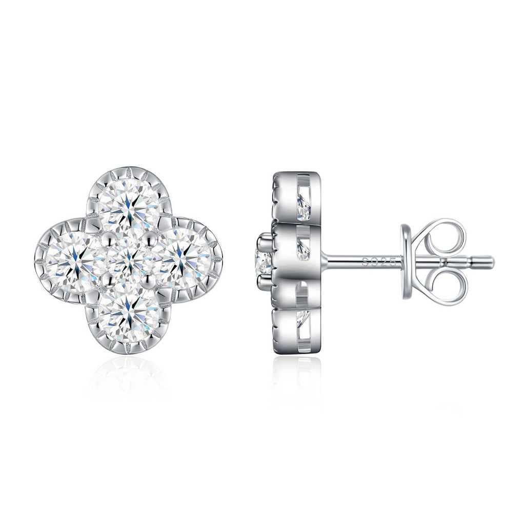 S925 Silver Sweet "Chanel-style" Floral Moissanite Stud Earrings