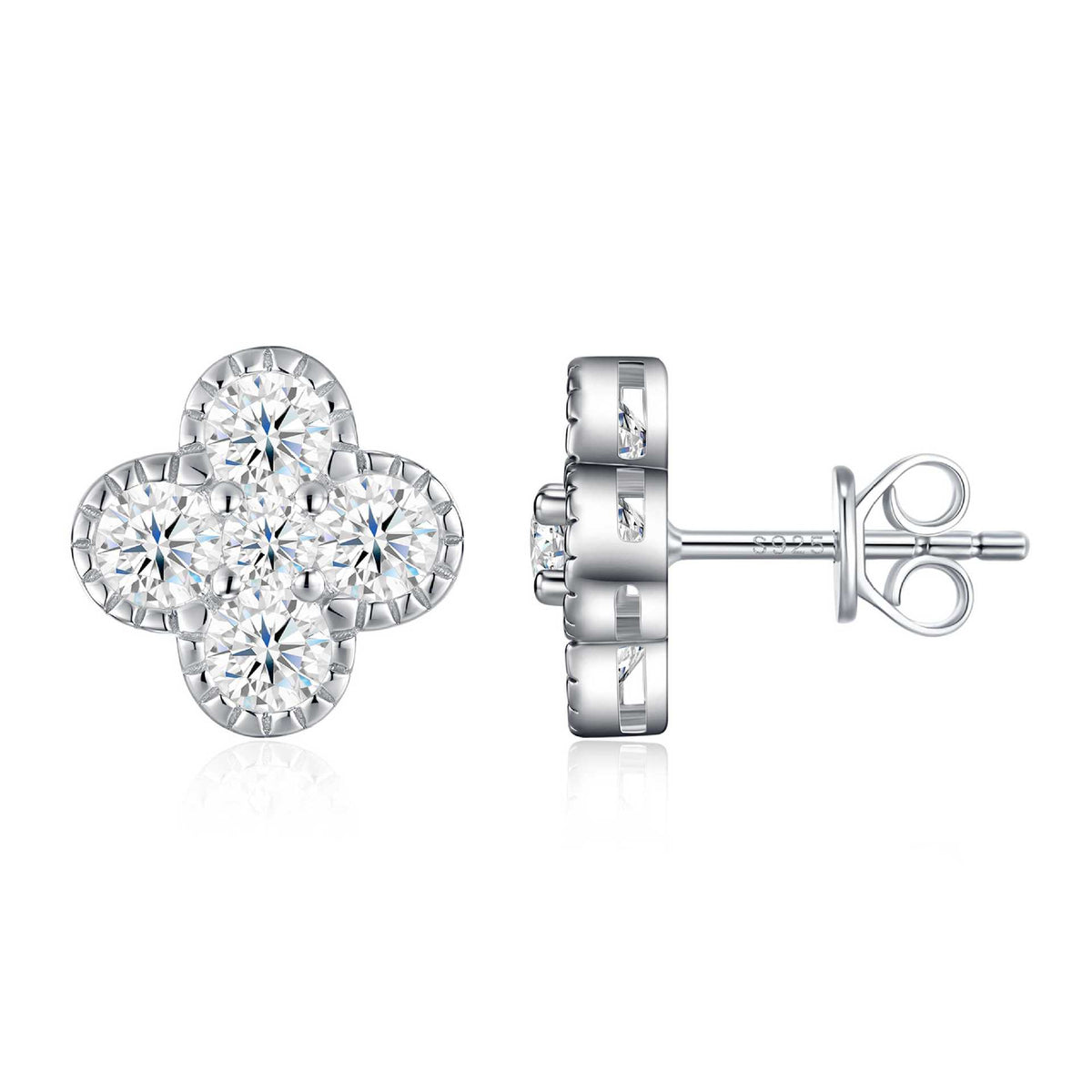 S925 Silver Sweet "Chanel-style" Floral Moissanite Stud Earrings
